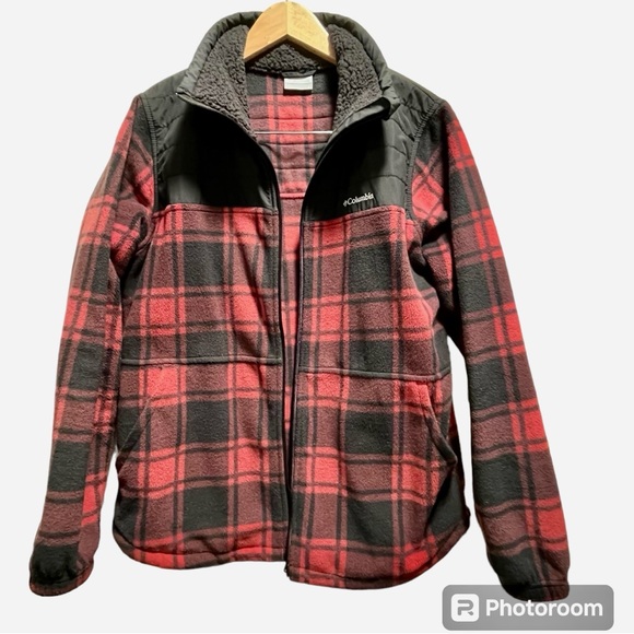 Columbia Sz L Buffalo Plaid Fleece Jacket - Picture 2 of 9